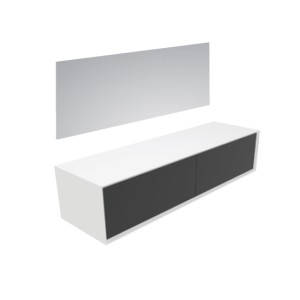 GSG MILANO Meuble Milano en MDF laqué blanc L180xP52 avec plateau en résine et deux tiroirs push and pull