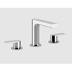 VIA MANZONI 3-Loch-Waschtischbatterie mit Ablaufgarnitur und GESSI-Anschlussschläuchen