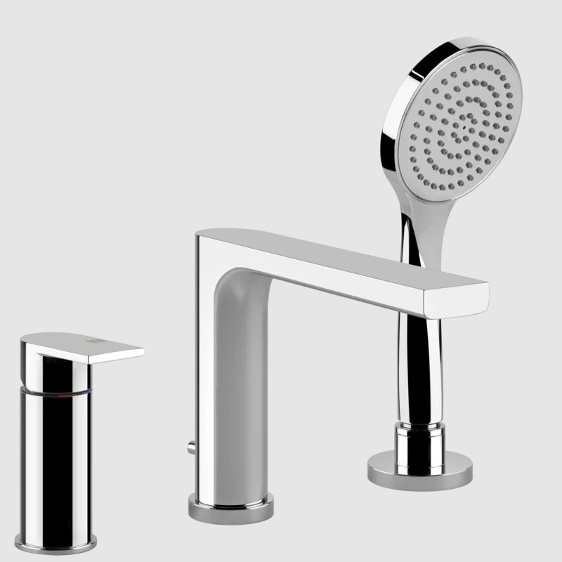 VIA MANZONI Mitigeur de baignoire 3 trous sur gorge avec bec, inverseur, flexible de 1,5 m et douchette anticalcaire GESSI