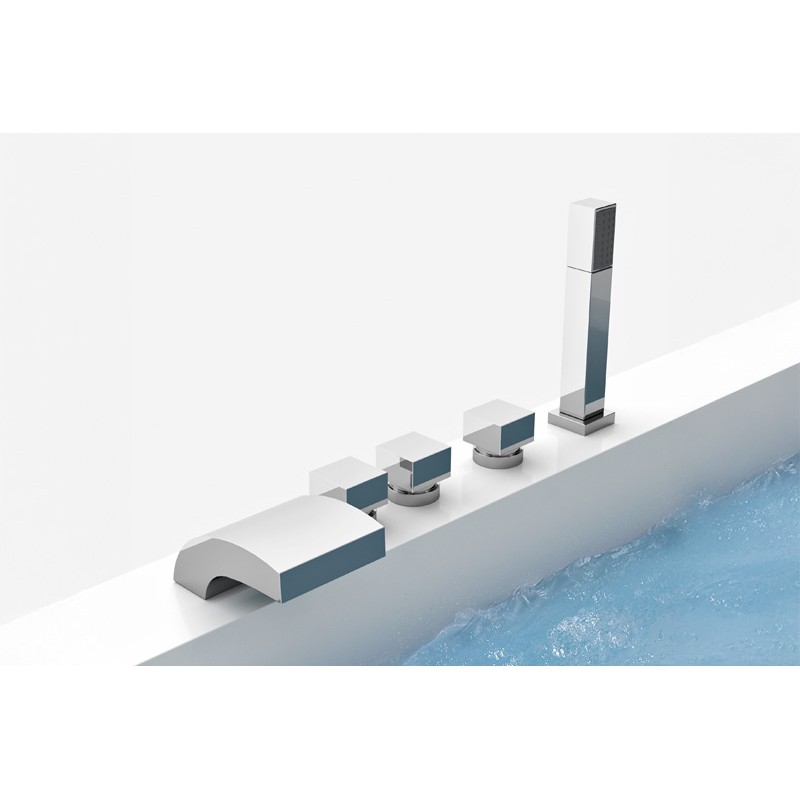 LOFT B2 Mix Vierloch-Armatur mit Wasserfallauslauf und flexiblem Brauseschlauch - Hafro - Geromin HAFRO-GEROMIN - 1