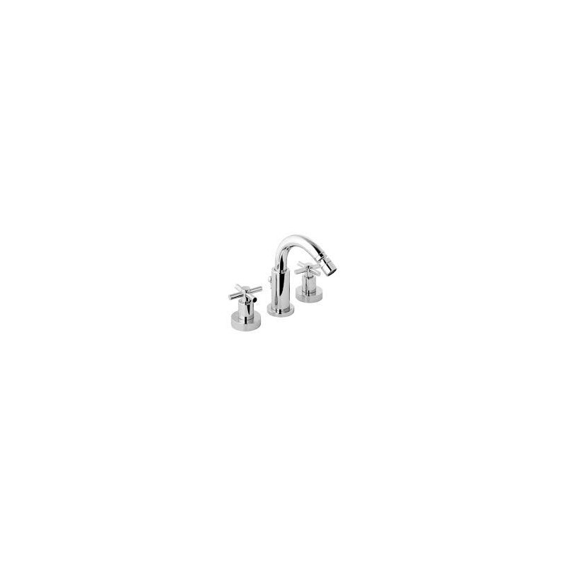 T CROSS Batterie Bidet 3 trous avec Bouche tournant complete échappement 1.1/4" Chrome  Bongio 30503-BG BONGIO RUBINETTERIE  - 1