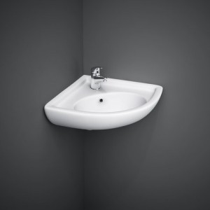 Corner wash-hand basin for central single hole tap platform LAVABIARREDO 44x36x19,5cm  Rak Ceramics RAK CERAMICS - 1