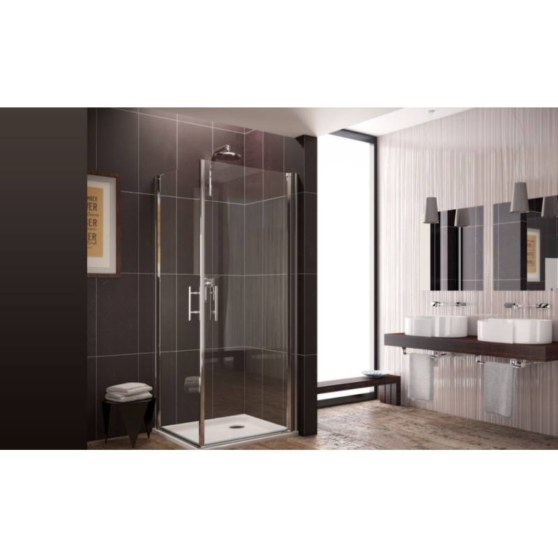 Side Angolo due Porte Box Doccia  da  80X80cm Cromo  Cristallo 6mm Trasparente FORTE BOX DOCCIA  - 1