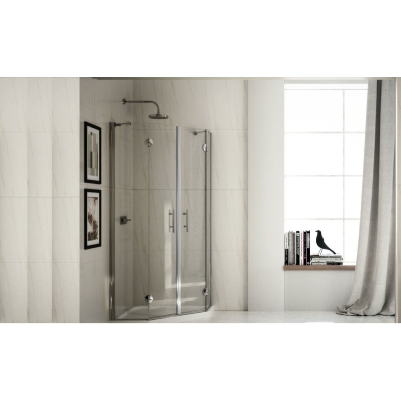Penta Panels Shower cabin  from  90X90cm Chrome  Crystal 6mm Transparent FORTE BOX DOCCIA  - 1
