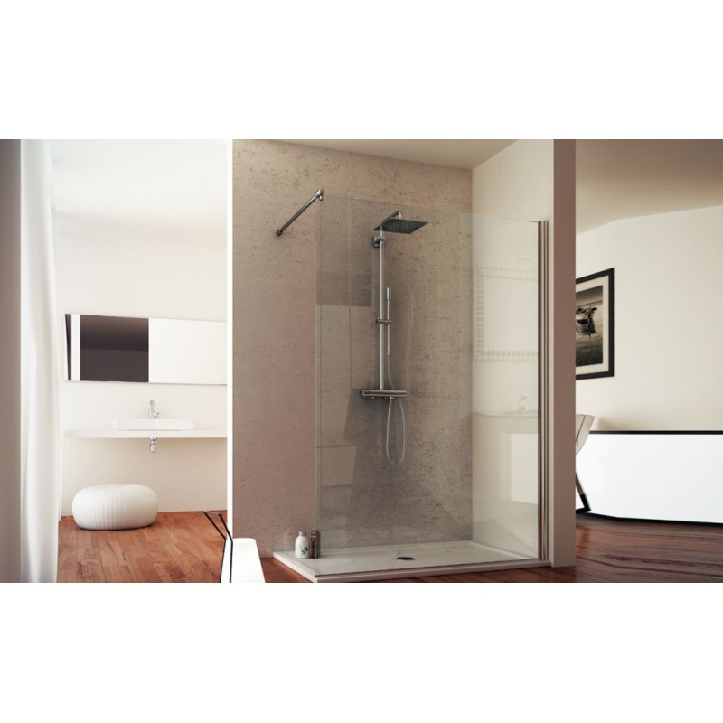 Pharo Fixed Shower Screen Shower cabin  from  70cm Chrome  Crystal 6mm Transparent FORTE BOX DOCCIA  - 1