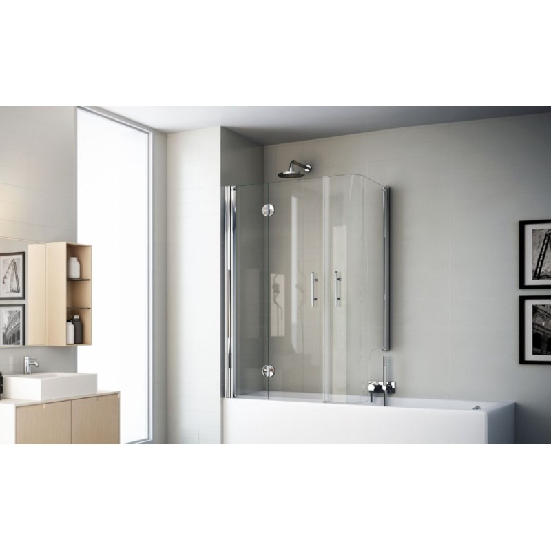 Egeo Bathtub Panel from  64,5X97cm Chrome  Crystal 6mm Transparent FORTE BOX DOCCIA  - 1