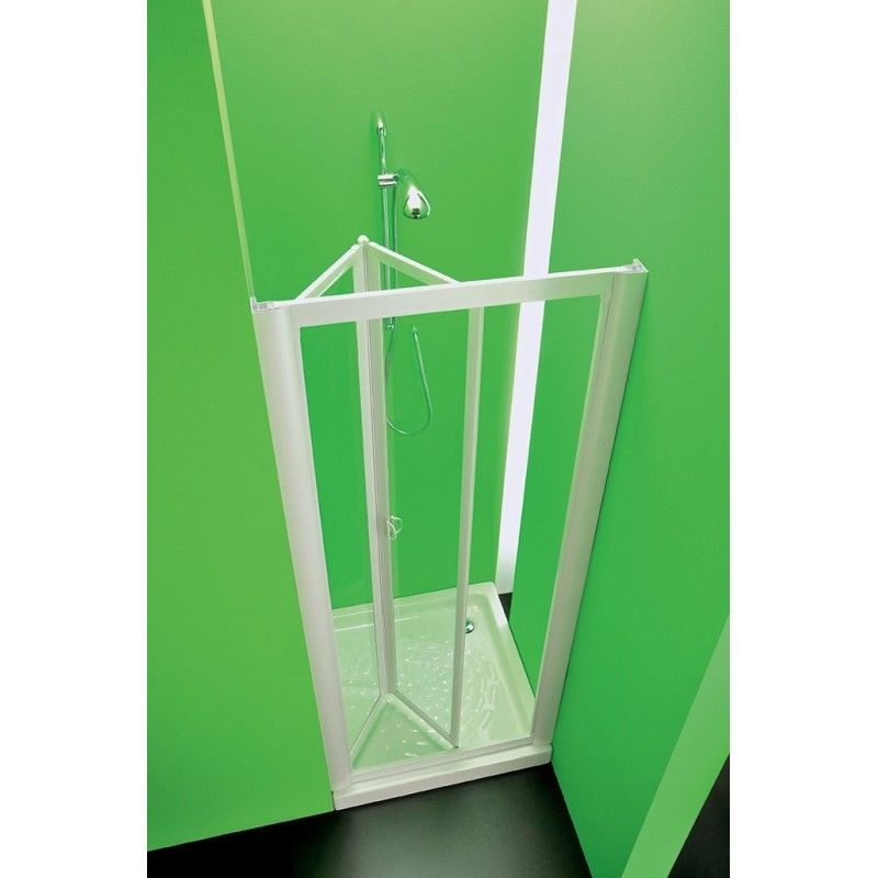 Domino Porta Box Doccia  da  90cm Bianco Cristallo Temperato 3mm Trasparente FORTE BOX DOCCIA  - 1