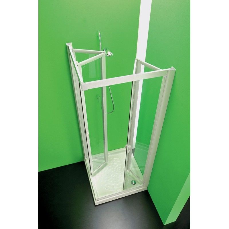 Flex Angolo Ante Box Doccia  da  90X90cm Bianco Cristallo Temperato 3mm Trasparente FORTE BOX DOCCIA  - 1