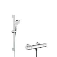 Crometta Systeme de douche externe Vario avec thermostat et tige de douche universels Ecostat  Hansgrohe 27812400 HANSGROHE - 1