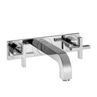 Citterio 3 hole wall-mounted sink tap for wall mounting with spout 226 mm, cross handles and plate Cromo AXOR 39144000 HANSGROHE