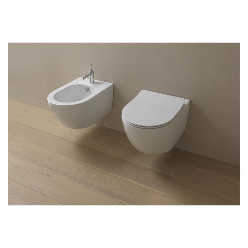 GSG LIKE  Vaso sospeso senza brida con sistema di scarico Smart Clean Bianco lucido 36x52,5 con Copriwc GSG  - 1