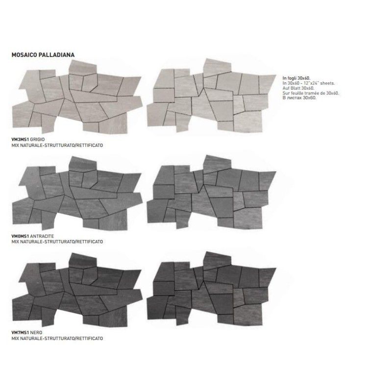 PIETRA VALMALENCO PALLADIANA MOSAICO GRIGIO NAT/STR 0VM3MS1 COEM