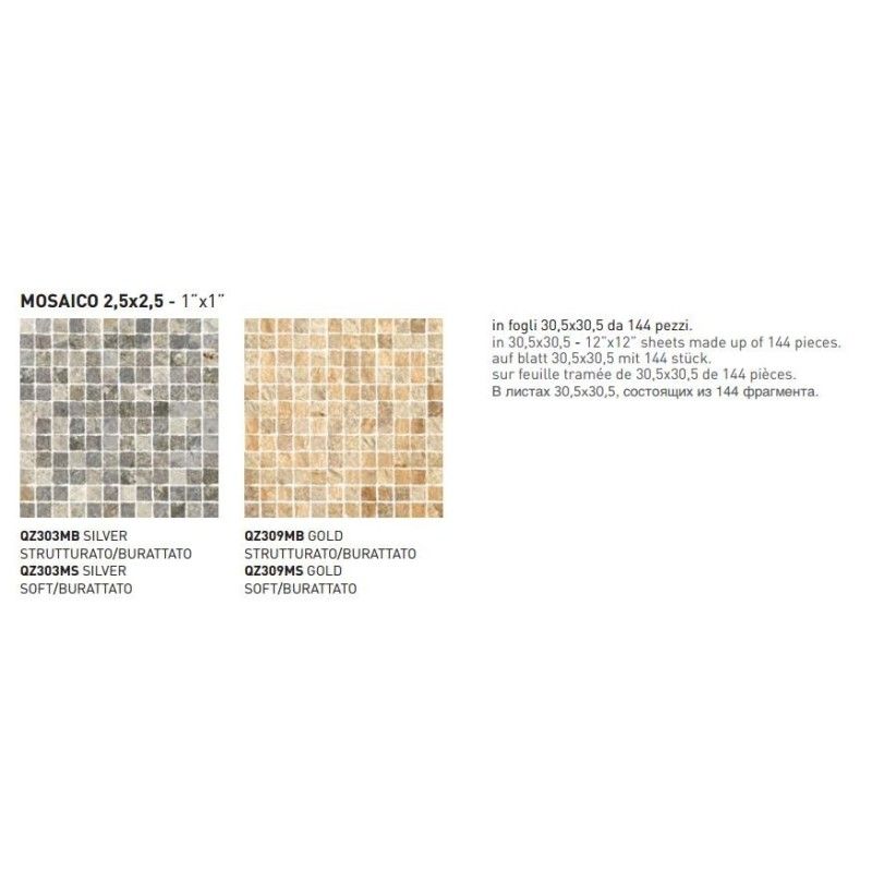QUARTZ GOLD MOSAICO 2,5X2,5 QZ309MB COEM